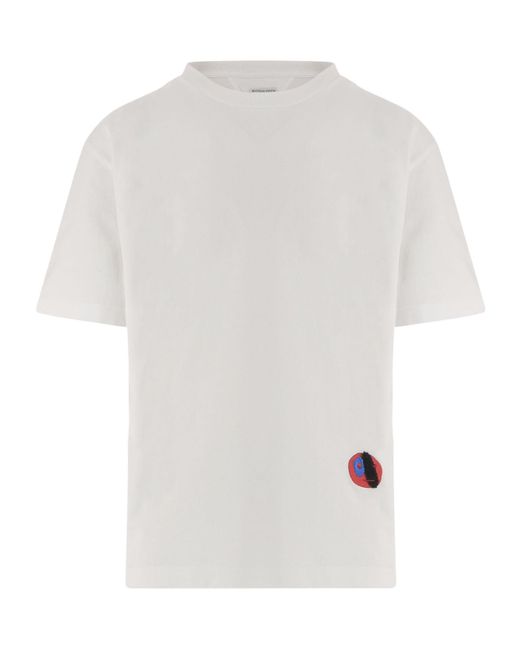Bottega Veneta White Crew Neck Short-Sleeved T-Shirt for men