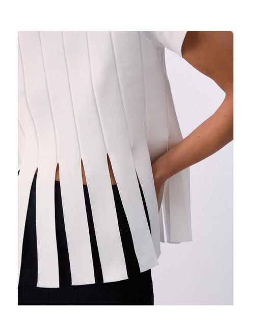 Liu Jo White Fringed Hem Knitted Top
