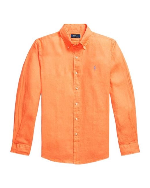 Polo Ralph Lauren Orange Logo Embroidered Polo Pony Shirt for men