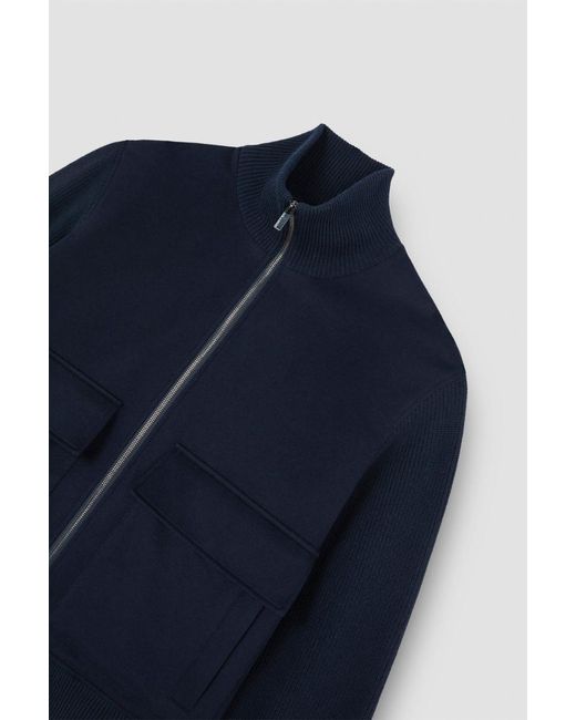 Paul & Shark Blue Knit-Sleeves Jacket for men