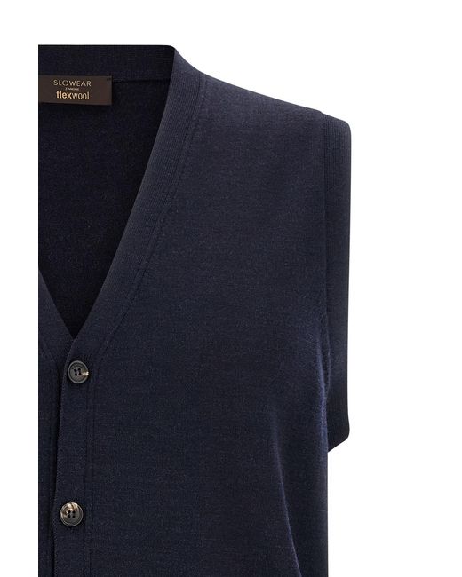 Zanone Blue Flexwool V-Neck Vest for men