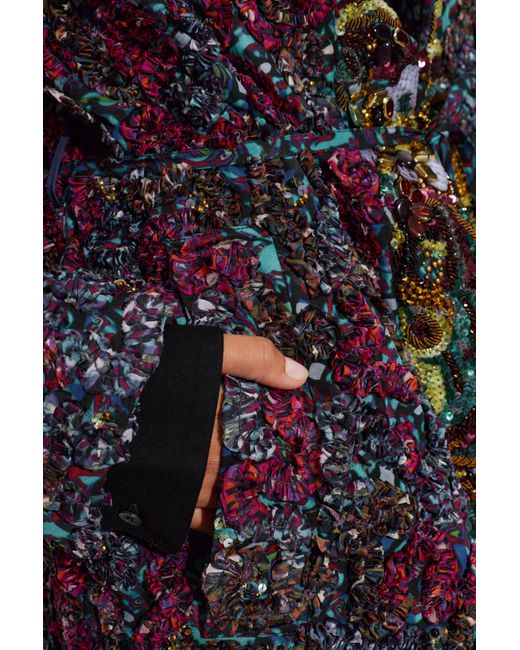 Dries Van Noten Blue Embroidered Coat