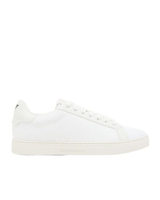 Emporio Armani White Lace-Up Low-Top Sneakers for men