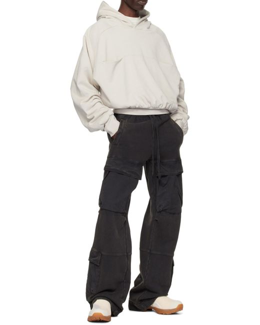 Entire studios Black Utility Wide-Leg Cargo Track Trousers for men