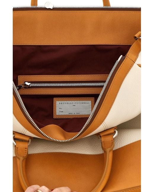 Brunello Cucinelli Natural Leather Duffel Bag for men