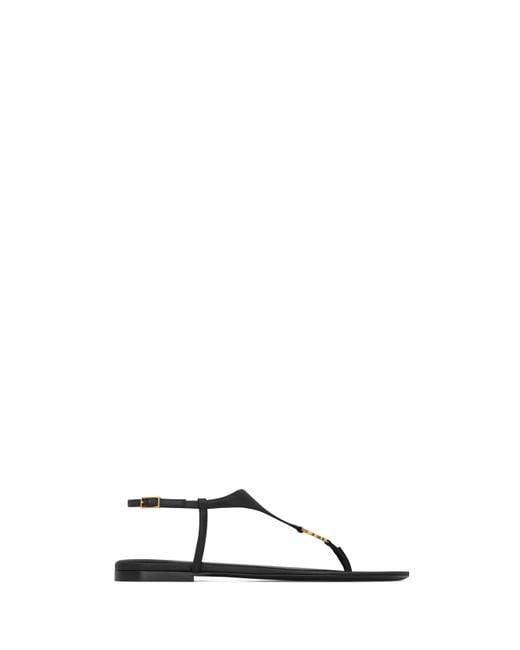 Saint Laurent Natural Cassandra Logo Plaque Sandals