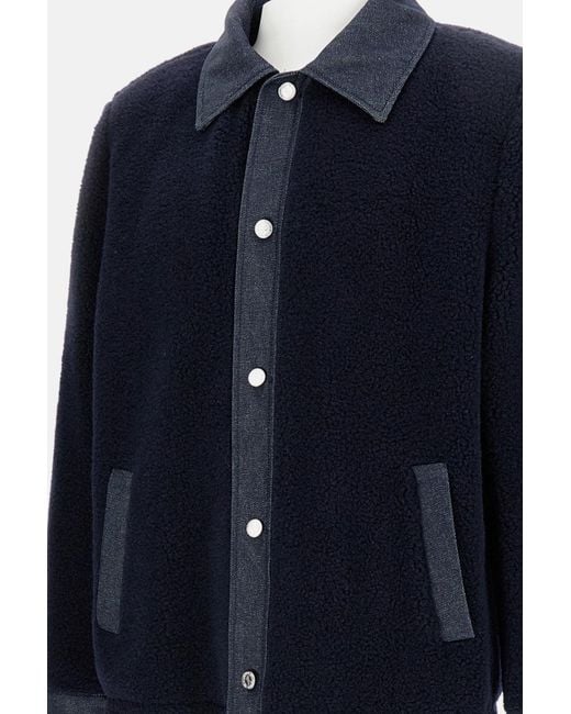 A.P.C. Blue Will Fleece Denim-Panel Jacket for men