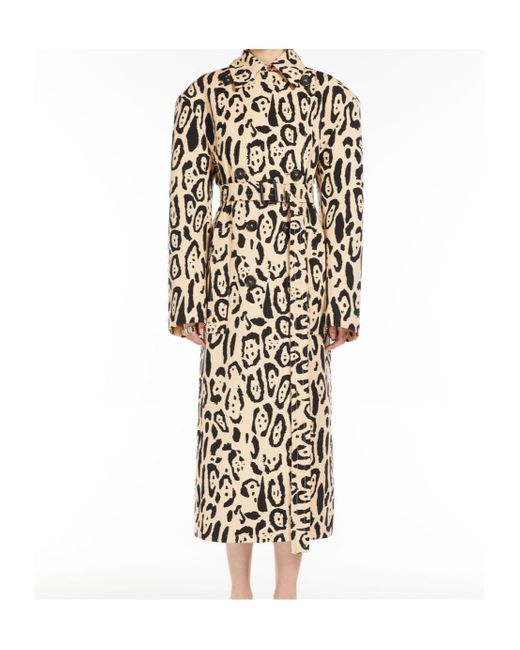 Sportmax White Grembo All-Over Patterned Trench Coat