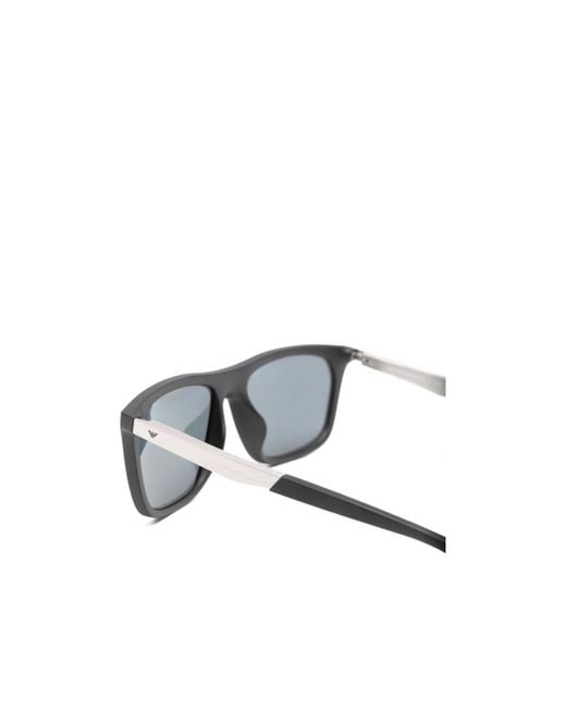 Emporio Armani White Rectangle Frame Sunglasses for men