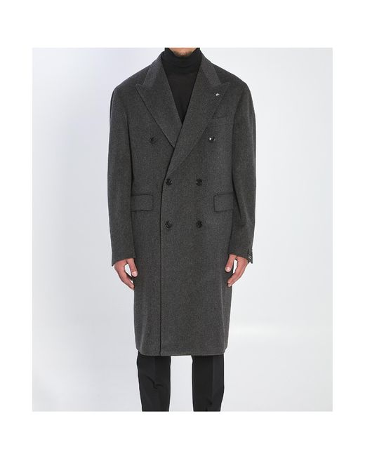 Tagliatore Gray Double-Breasted Tailored Coat for men