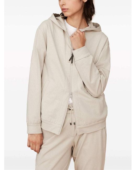 Brunello Cucinelli White Monili Bead-Embellished Zip-Up Hoodie