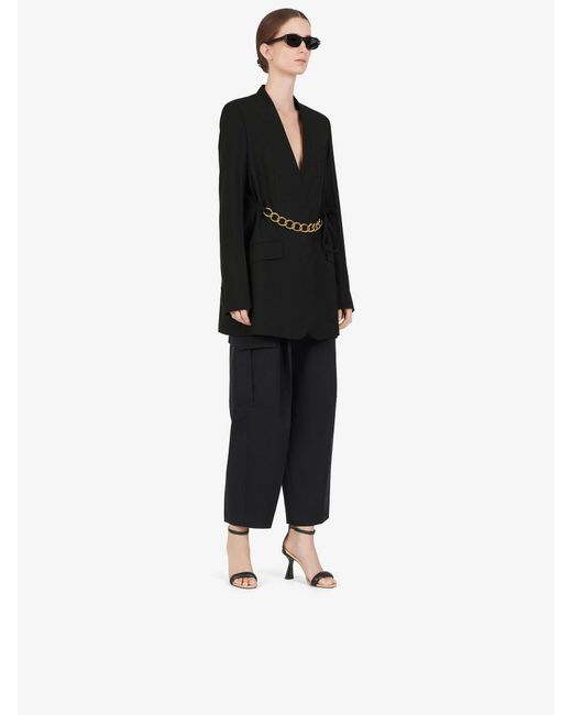 Givenchy Black Belted Chain Blazer Jacket