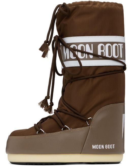 Moon Boot Brown Icon Logo Printed Lace-Up Boots for men