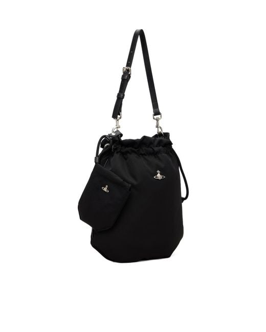 Vivienne Westwood Black Orb Plaque Drawstring Pouch