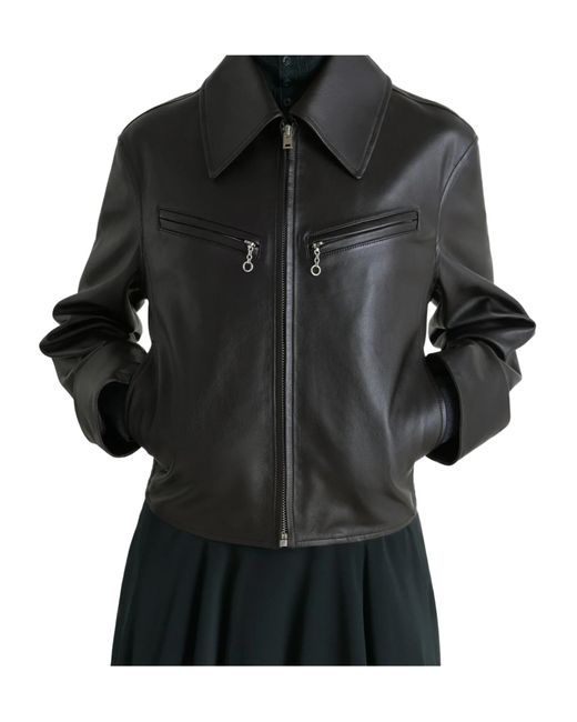 Lemaire Black Boxy Leather Blouson