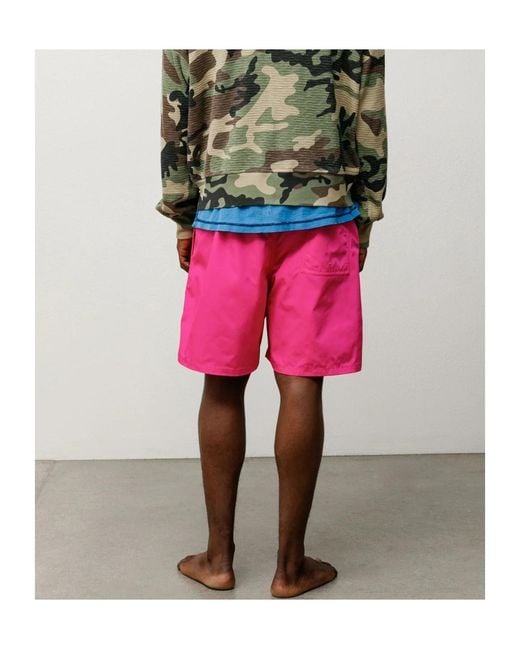 Stussy Pink Wide-Leg Swim Trunks for men