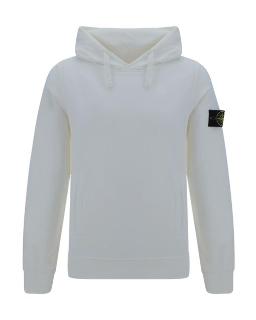 Stone Island Gray Compass Patch Drawstring Hoodie for men