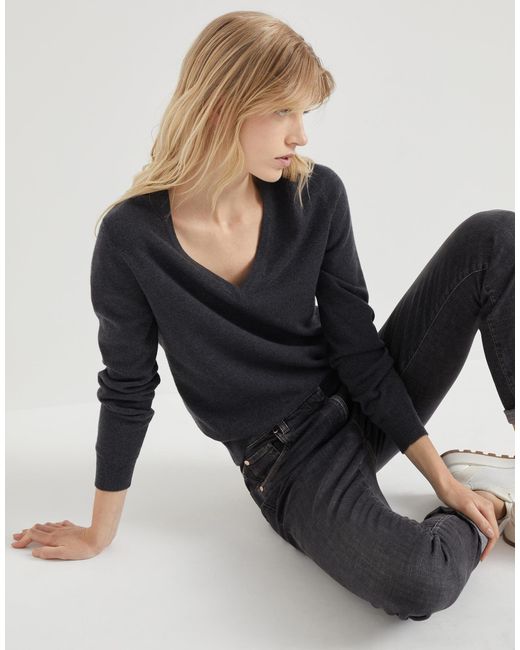 Brunello Cucinelli Black Cashmere Fine-Knit Jumper