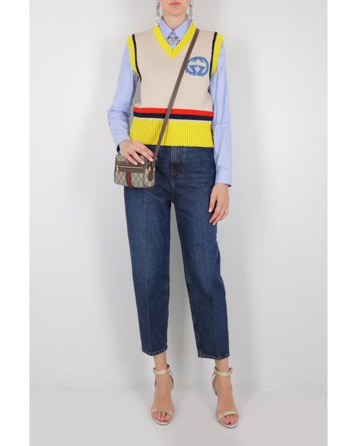 Gucci Blue Curved Hem Buttoned Shirt