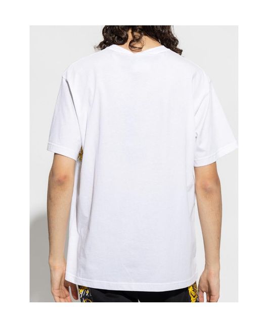 Versace Jeans White Couture Logo Printed Crewneck T-Shirt for men