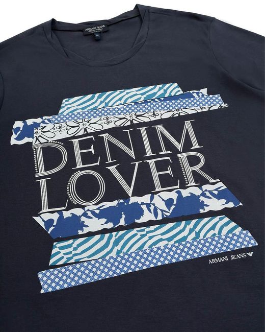 Armani Jeans Blue Round-Necked Logo T-Shirt
