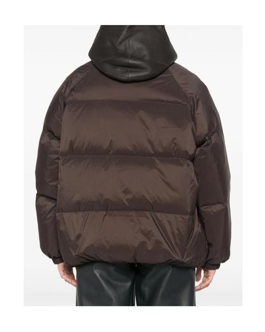 Yves Salomon Brown Quilted Hooded Jacket