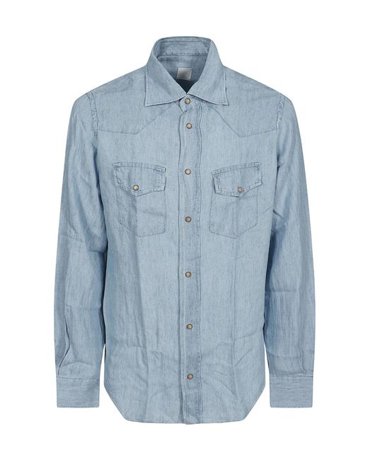 Eleventy Blue Western Denim Shirt for men