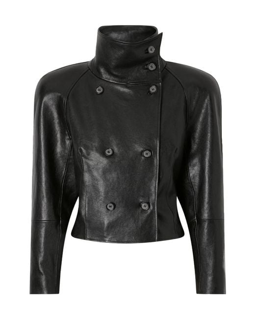 Magda Butrym Black Cropped Double-Breasted Jacket