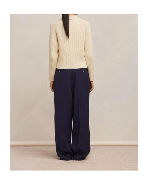AMI Natural Logo Patch Crewneck Jumper