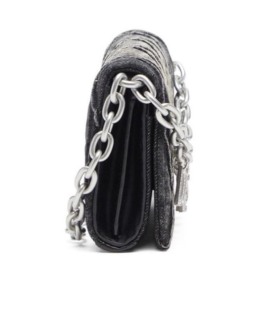 DIESEL Gray Charm-D Embellished Strap Denim Wallet
