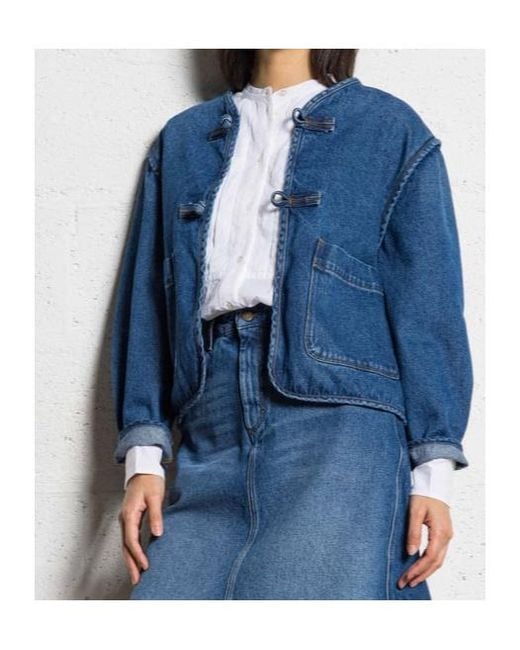 Soeur Blue Straight Cotton Jacket