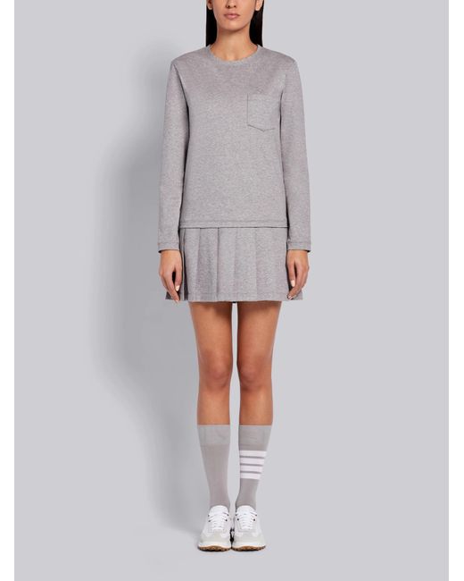 Thom Browne Gray Drop Waist Pleated Dress