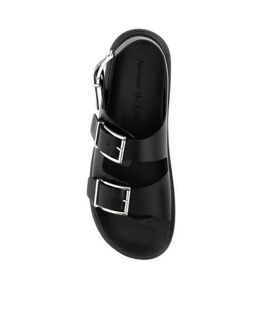 McQueen Black Double-Buckled Sandals for men