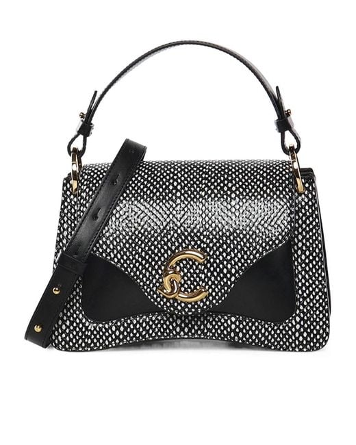 Coccinelle Black Logo Plaque Printed Shoulder Bag