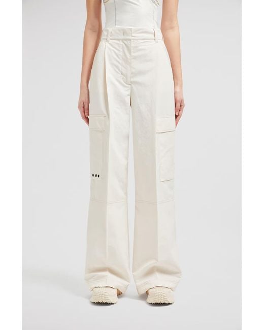 Moncler White Grenoble Logo Patch Cargo Pants