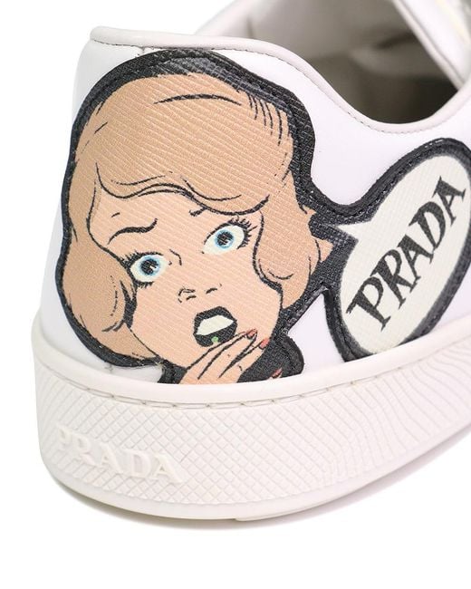 Prada Natural Logo-Lacing Casual Sneakers