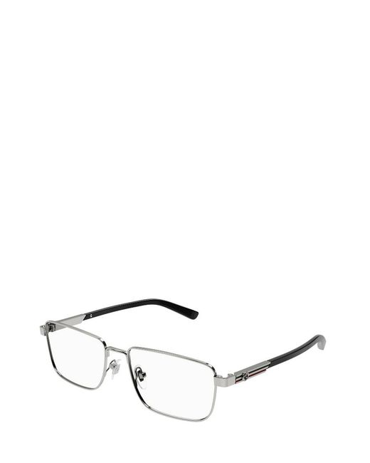 Gucci White Eyewear Rectangular Frame Glasses for men