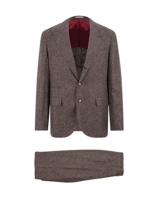 Brunello Cucinelli Brown Pocket Two-Button Suit for men