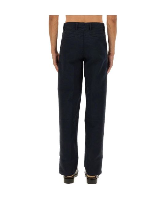 Dries Van Noten Blue Zip-Detailed Straight-Leg Trousers for men