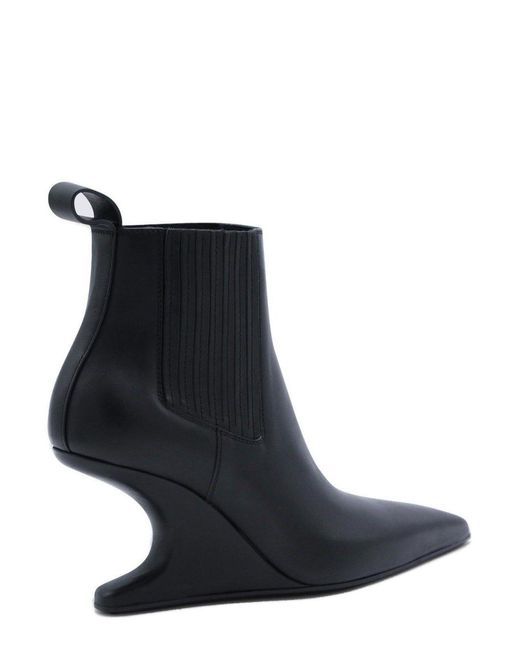 Rick Owens Blue Pointed Toe Ankle Boots