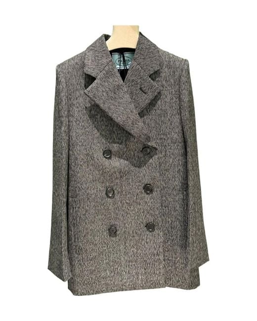 Prada Gray Double-Breasted Casual Jacket