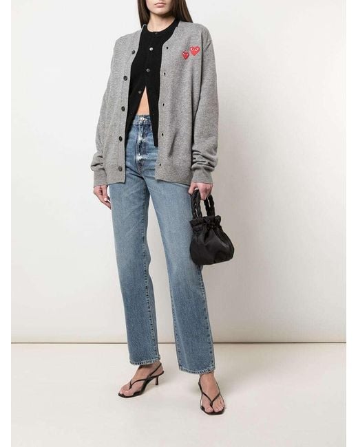 COMME DES GARÇONS PLAY Gray Button Wool Cardigan for men