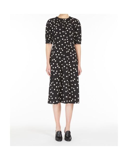 Max Mara Black 'S Demetra Polka Dot Printed Dress