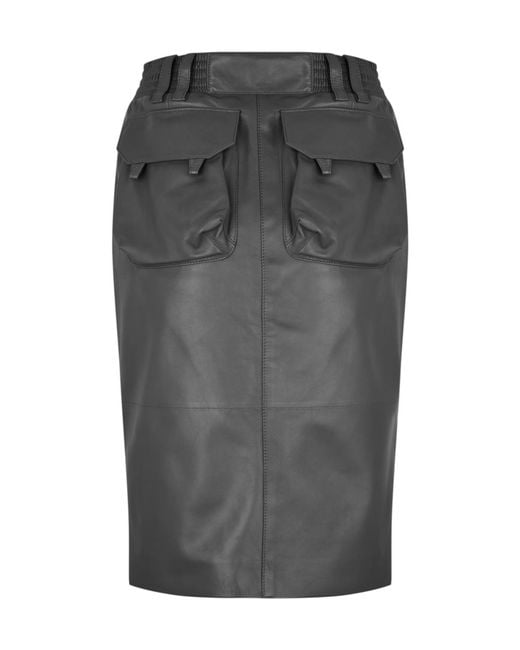 Saint Laurent Gray Large Pocket Pencil Skirt