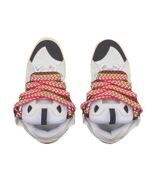 Lanvin Pink Curb Round Toe Lace-Up Sneakers