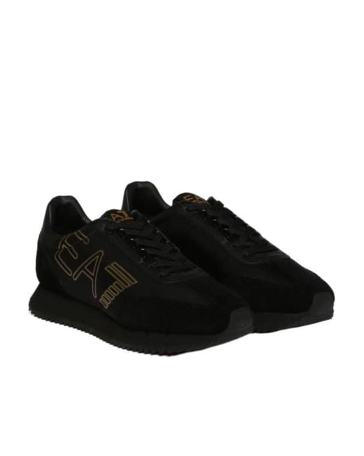 EA7 Black Vintage Logo Printed Sneakers for men