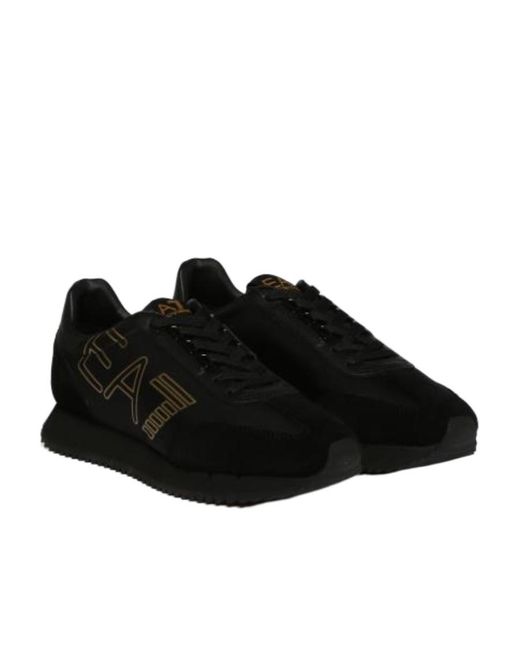 EA7 Black Vintage Logo Printed Sneakers for men