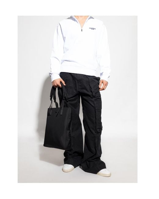 DSquared² White Stand Up Collar Half-Zip Sweatshirt for men