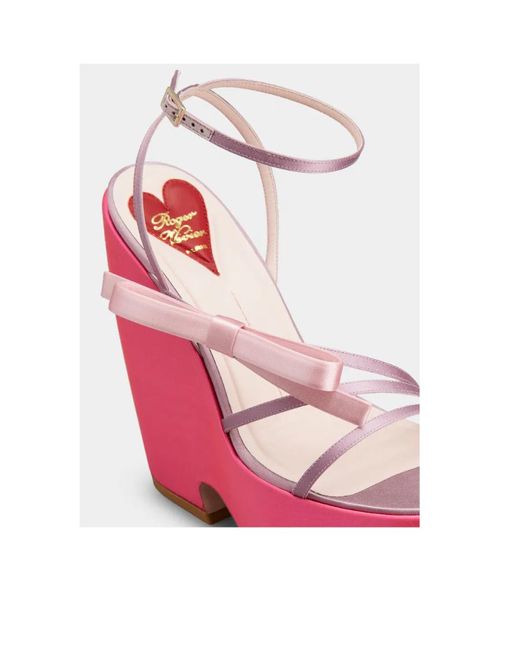 Roger Vivier Pink Bow Detailed Wedge Sandals