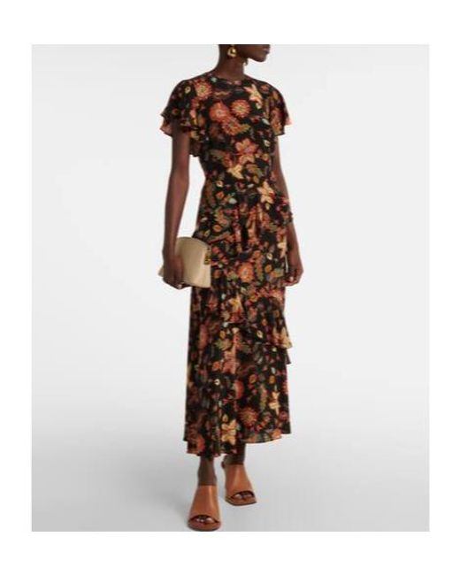 Ulla Johnson Brown Floral Print Long Dress